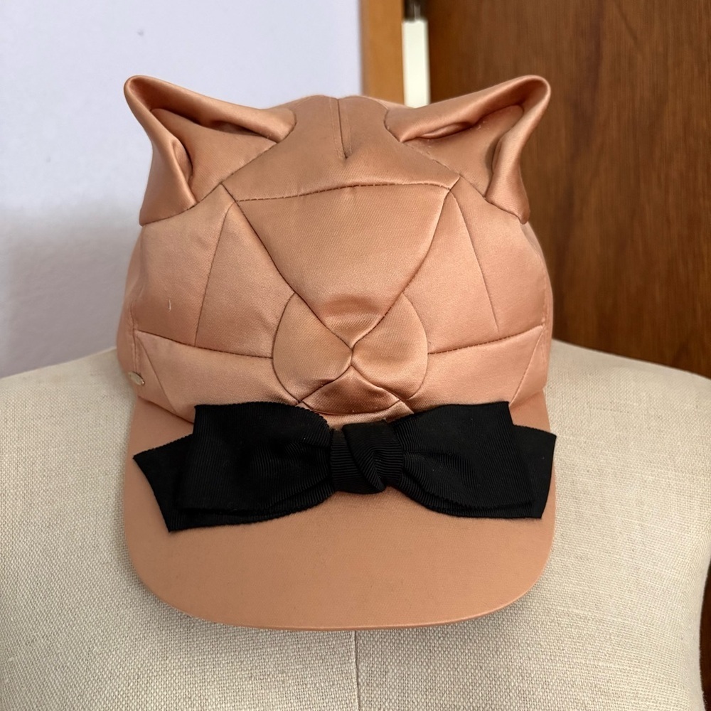 C4LA Japan Pink CAT EARS Hat Black Bow Cotton Blend